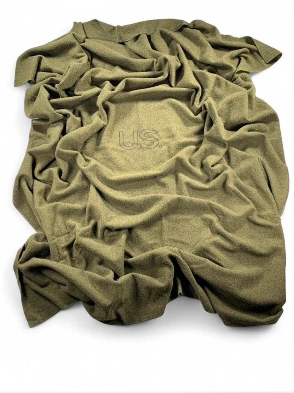 U.S. Military 1960s Olive Green Wool Blanket Vintage Memorabilia Army Blanket